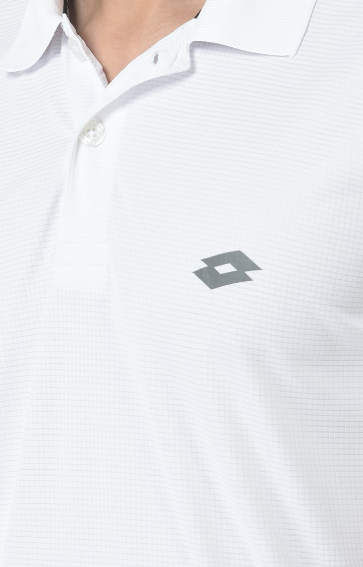 Lotto | Men's White Polyester Solid Polo 4