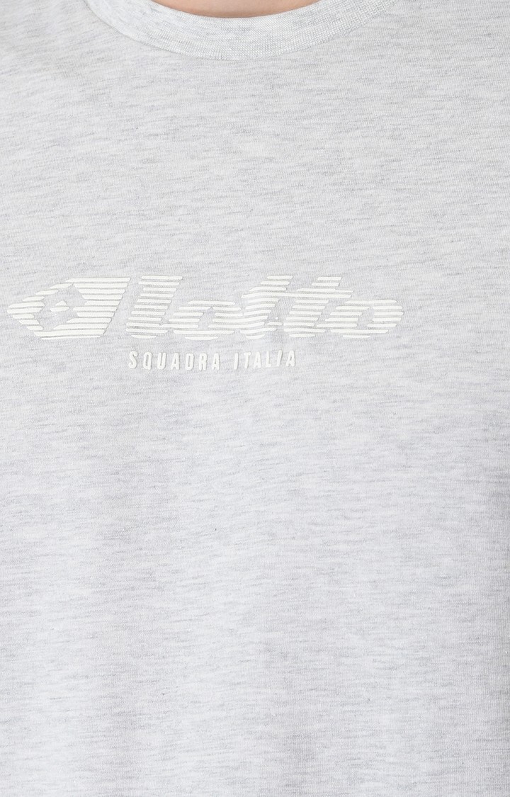 Lotto | Men's Grey Cotton Blend Typographic Printed T-Shirt 2