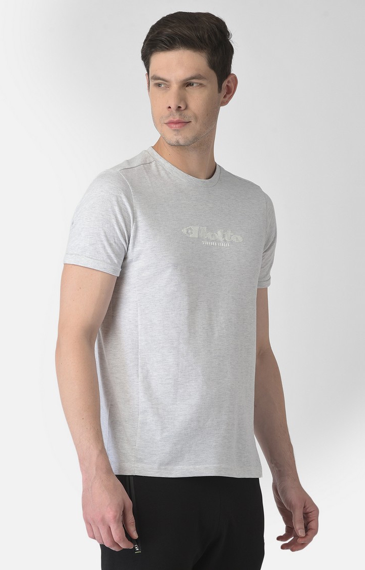 Lotto | Men's Grey Cotton Blend Typographic Printed T-Shirt 0