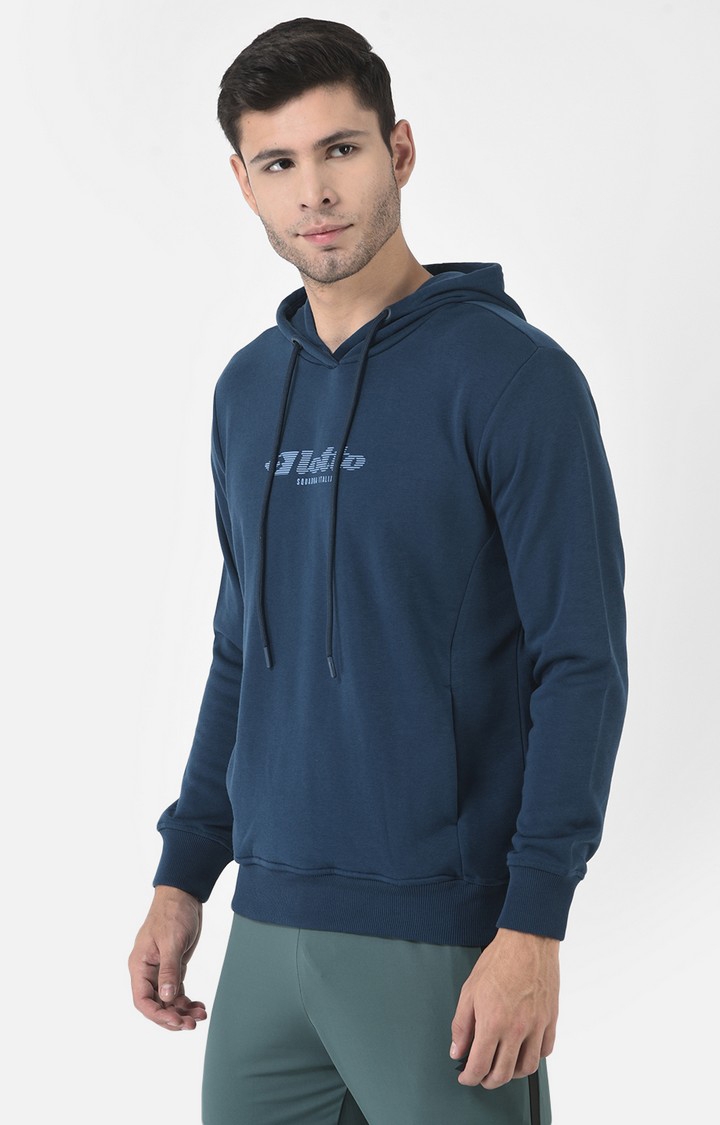 Lotto | Men's Blue Polycotton Solid Hoodie