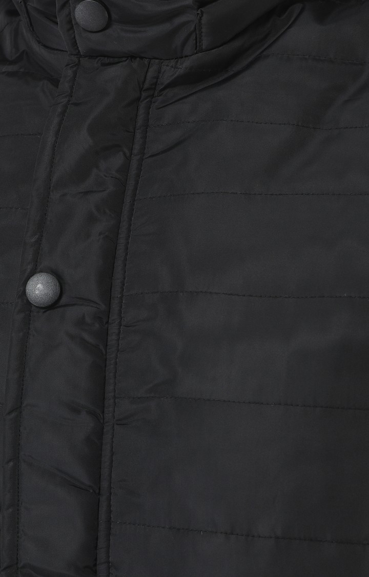 Lotto | Men's Black Nylon Solid Bomber Jacket