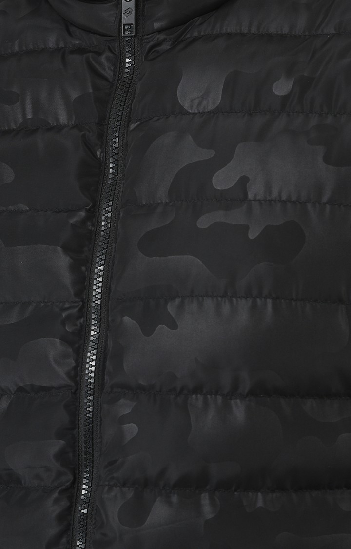 Lotto | Men's Black Polyester Camouflage Bomber Jacket