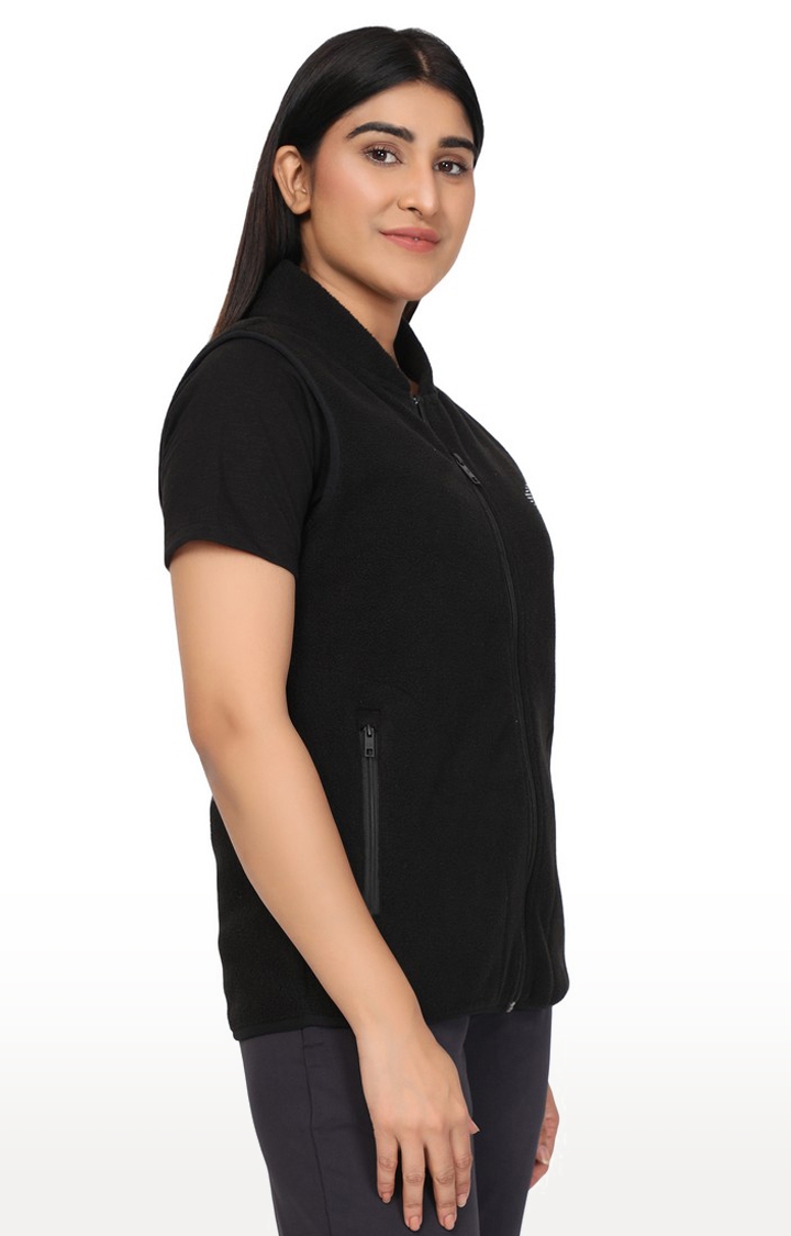 Lotto | Women's Black Polycotton Solid Activewear Jacket