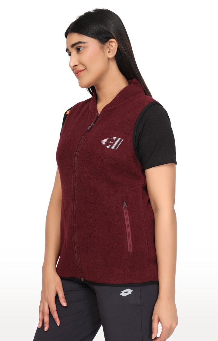 Lotto | Women's Maroon Polyester Solid Activewear Jacket