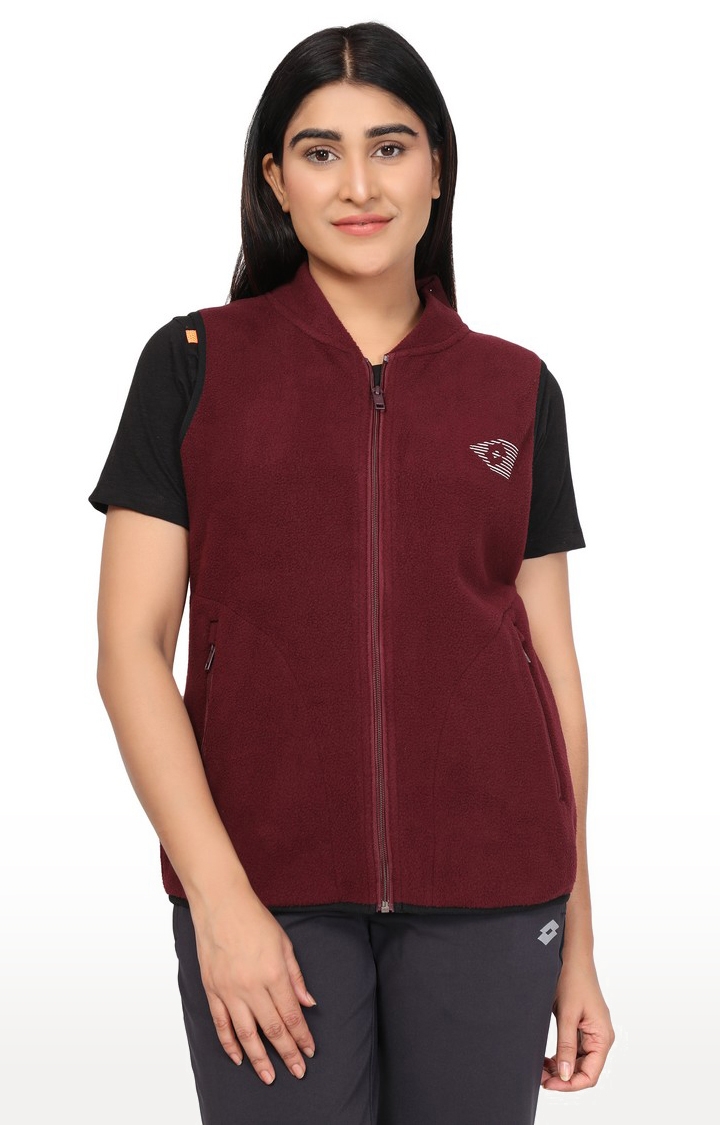 Lotto | Women's Maroon Polyester Solid Activewear Jacket