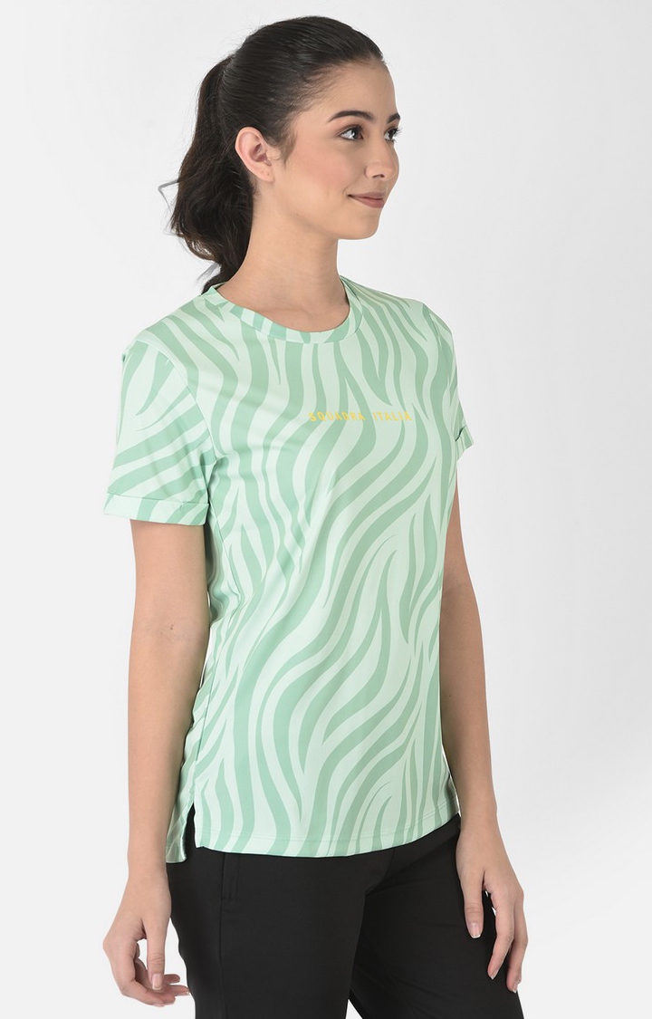 Lotto | Women's Green Polyester Printed T-Shirt 1