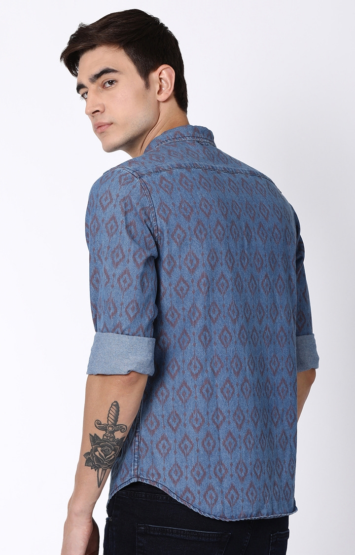 Blue Saint | Blue Printed Casual Shirt 3