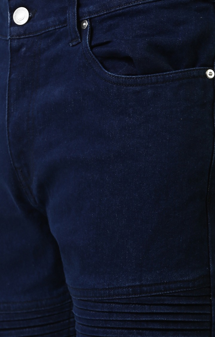 Blue Solid Straight Jeans