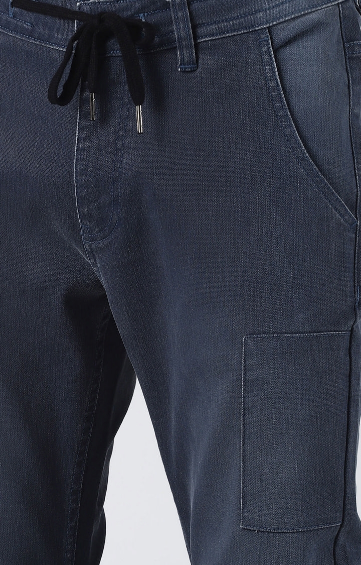 Blue Saint | Blue Solid Tapered Jeans 4
