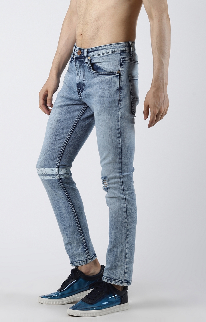 Blue Saint | Blue Ripped Tapered Jeans 2