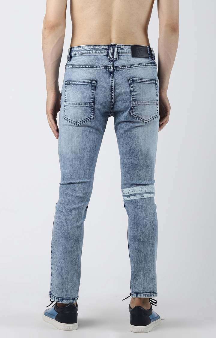 Blue Saint | Blue Ripped Tapered Jeans 3