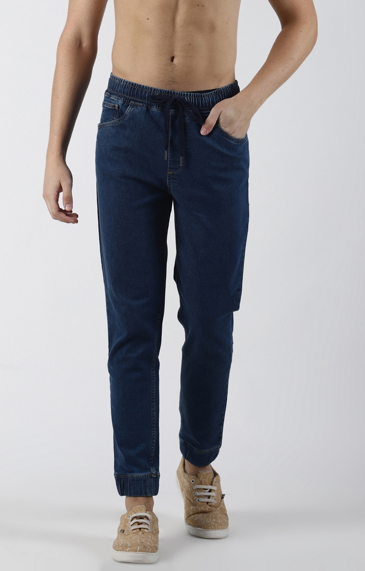 Blue Saint | Blue Solid Tapered Jeans 0