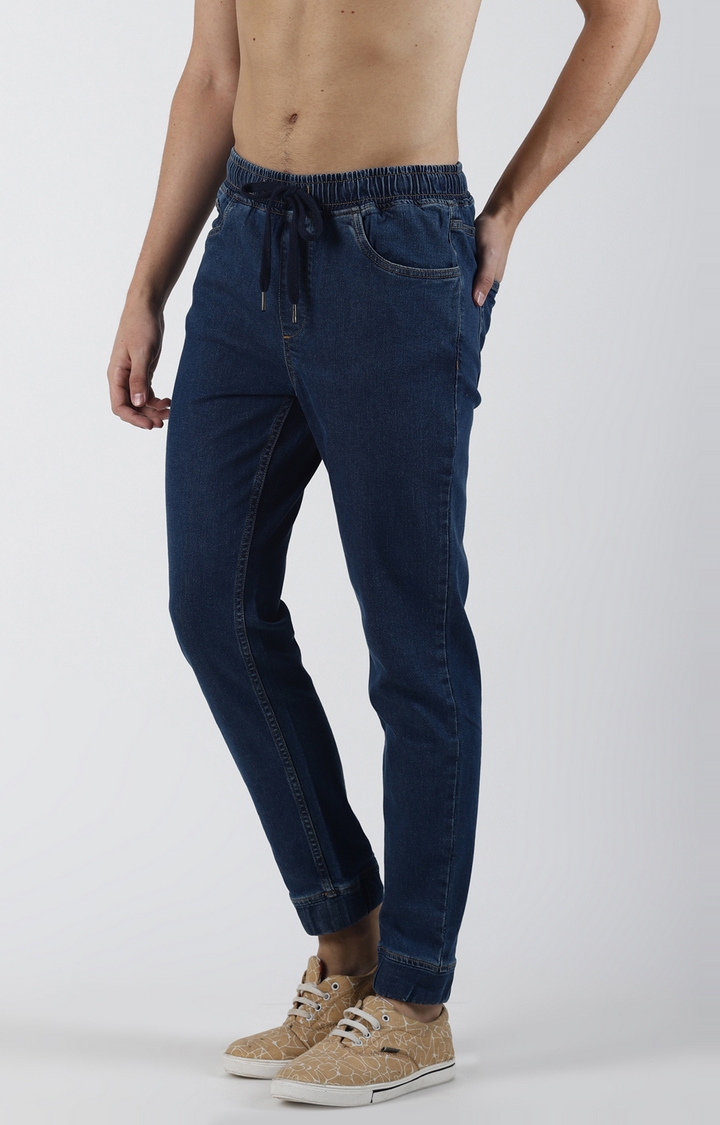 Blue Saint | Blue Solid Tapered Jeans 2
