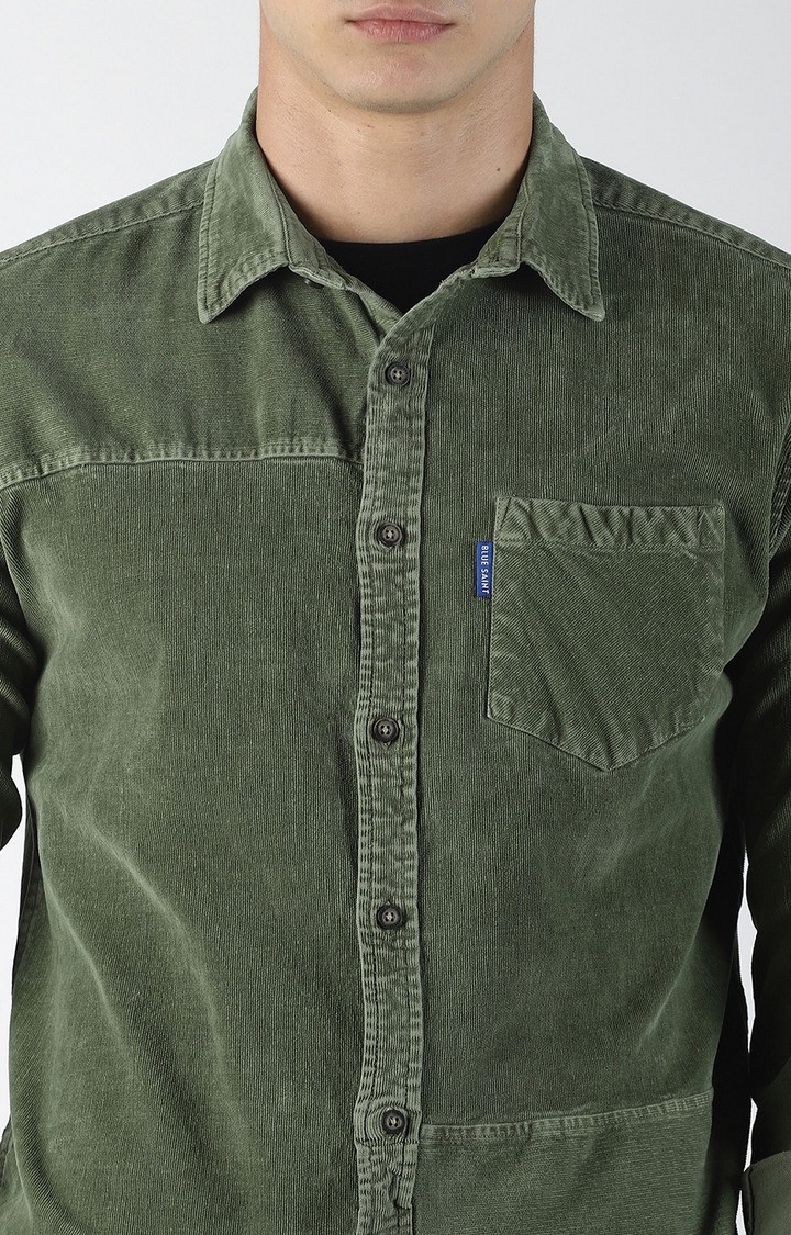 Blue Saint | Green Solid Casual Shirt 4