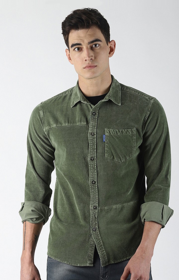 Blue Saint | Green Solid Casual Shirt 0
