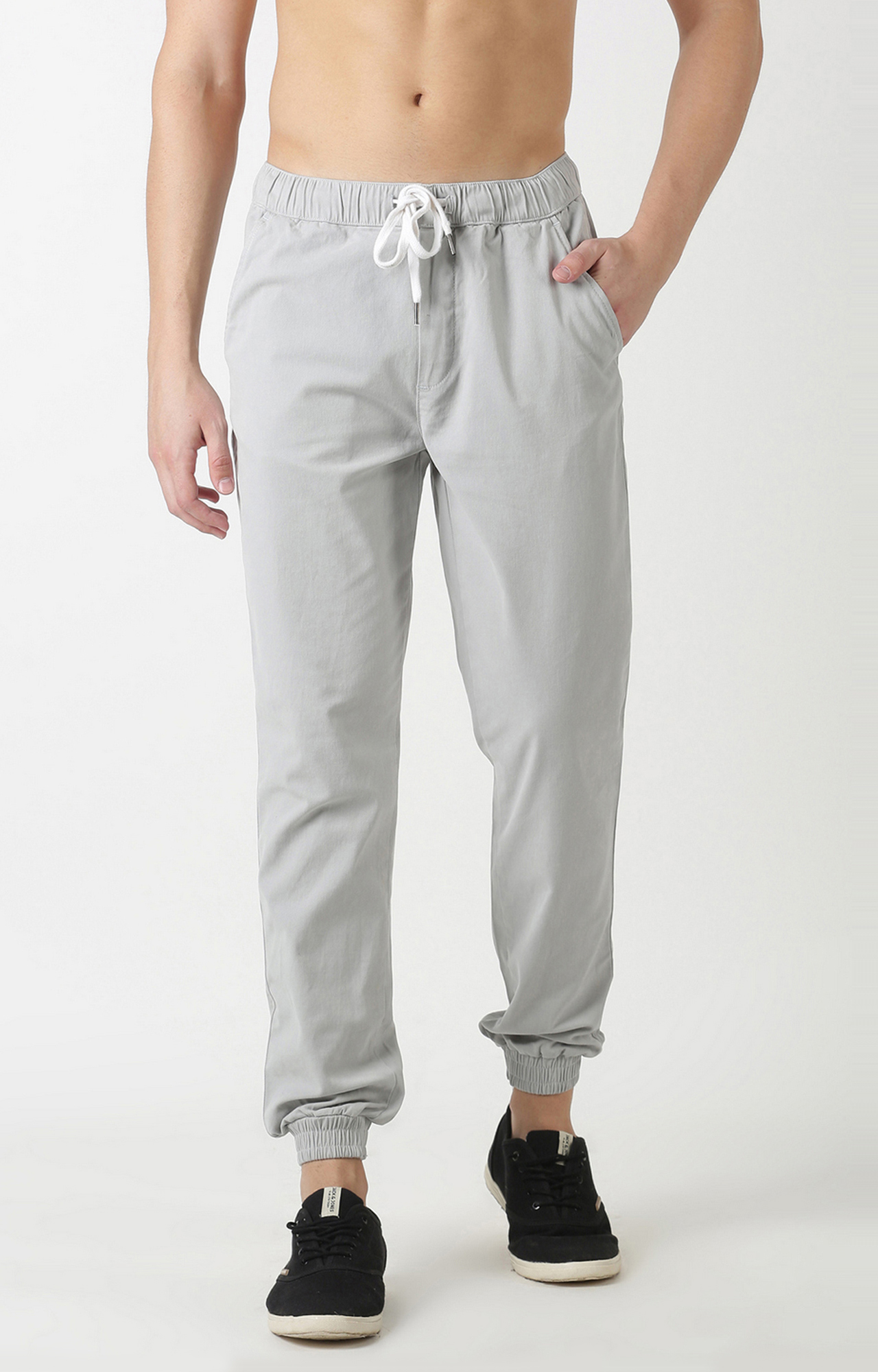 Blue Saint Men s Cotton Grey Solid Joggers