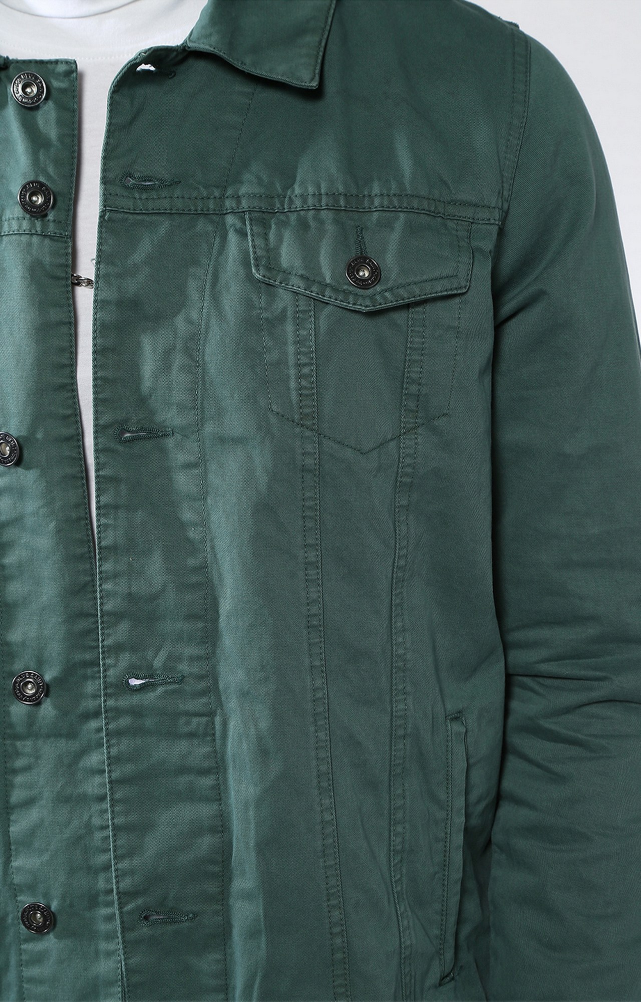 Blue Saint Men'S Green Regular Fit Denim Jackets