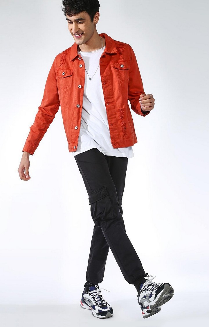 Buy Plus 91 Men's Stylish light Weight Regular Fit Printed Casual Red Denim  Jacket at Amazon.in
