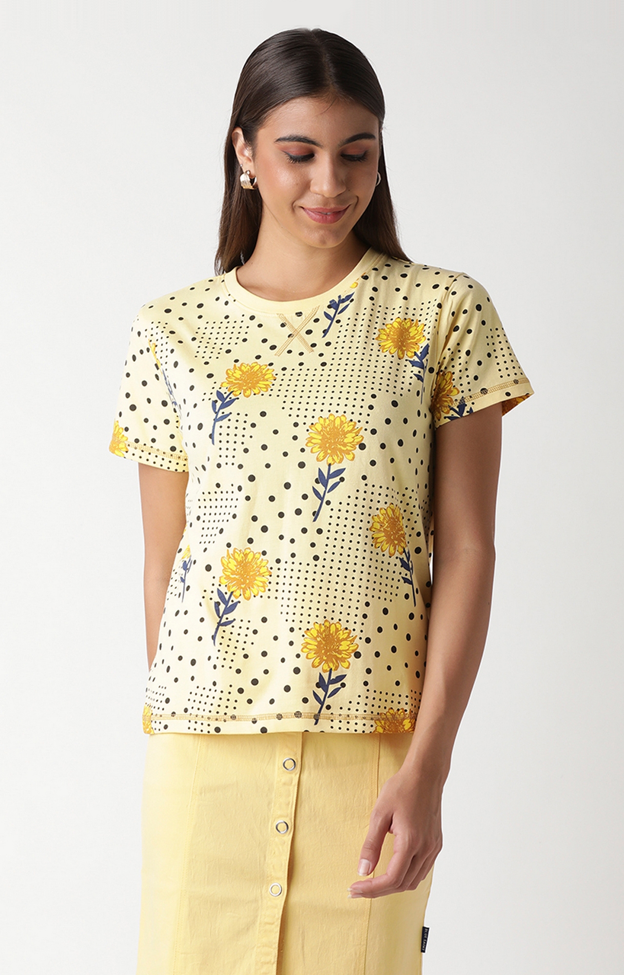 Blue Saint | Yellow Polka dots T-Shirts 0