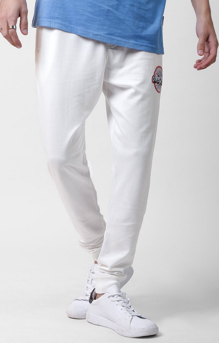 Blue Saint | White Solid Casual Joggers 0