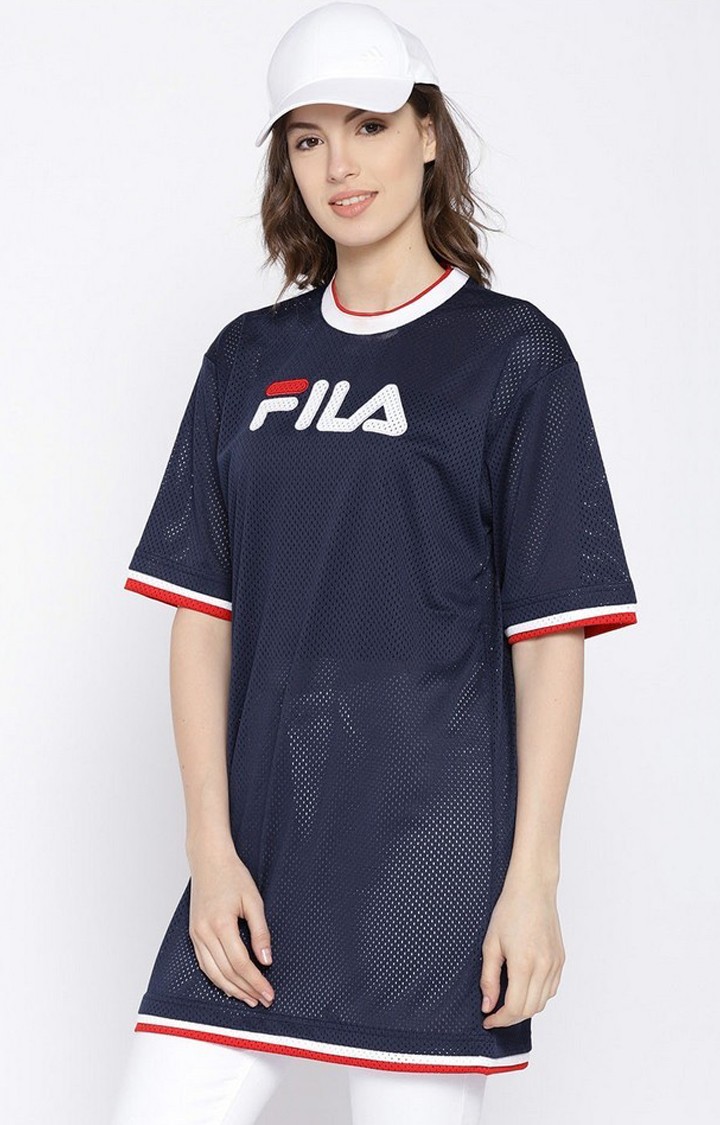 Women's Blue Polyester Activewear Tops
