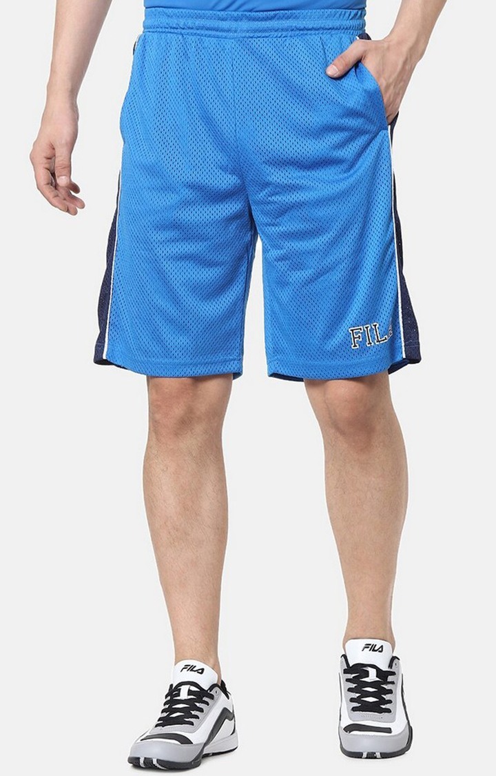 Men's Blue Polyester  Shorts