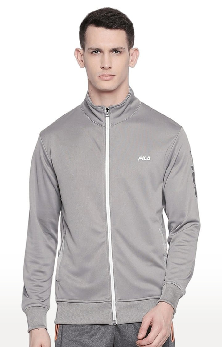 Men s Grey Polyester Activewear Tops