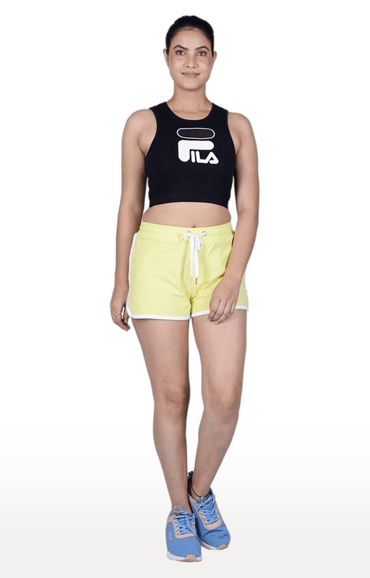 Women s Yellow Cotton Shorts FILA