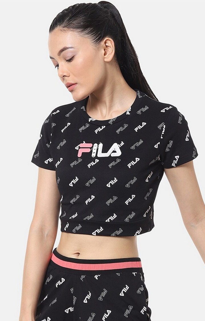 Women s Black Cotton Activewear Tops