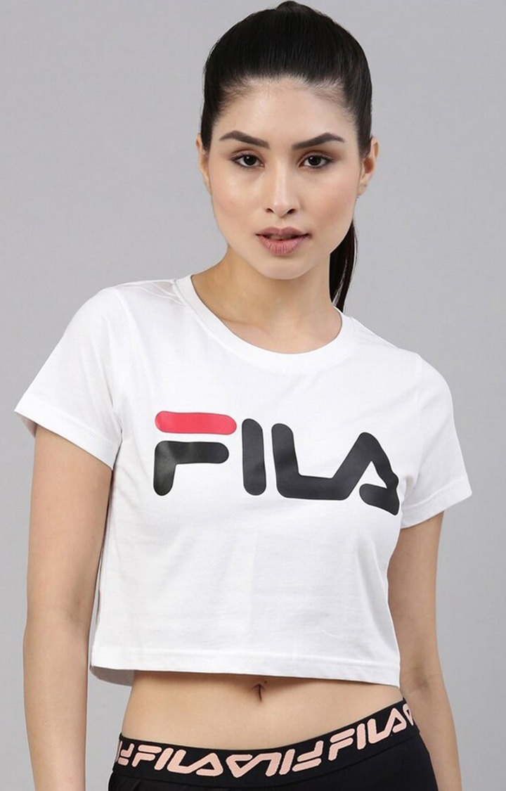 FILA | Women's White Cotton Activewear Tops 0