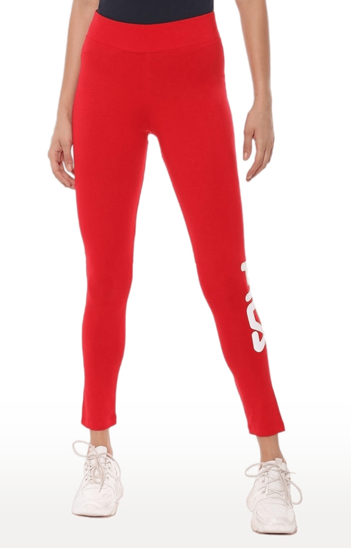 FILA | Women's Red Cotton  Activewear Leggings