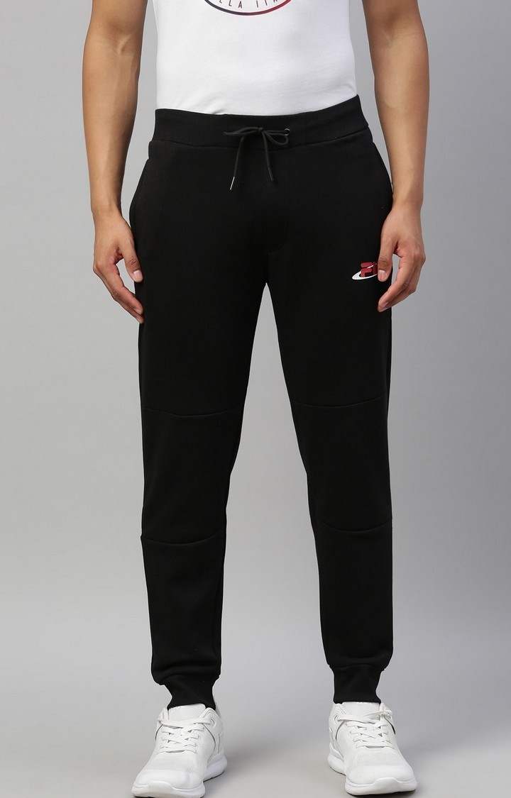 Men's Black Cotton  Casual Joggers