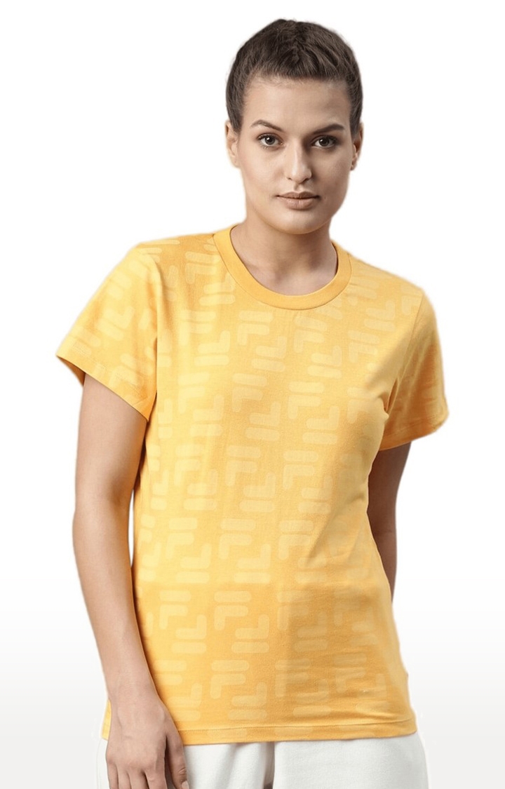 FILA | Women's Yellow Cotton T-Shirts