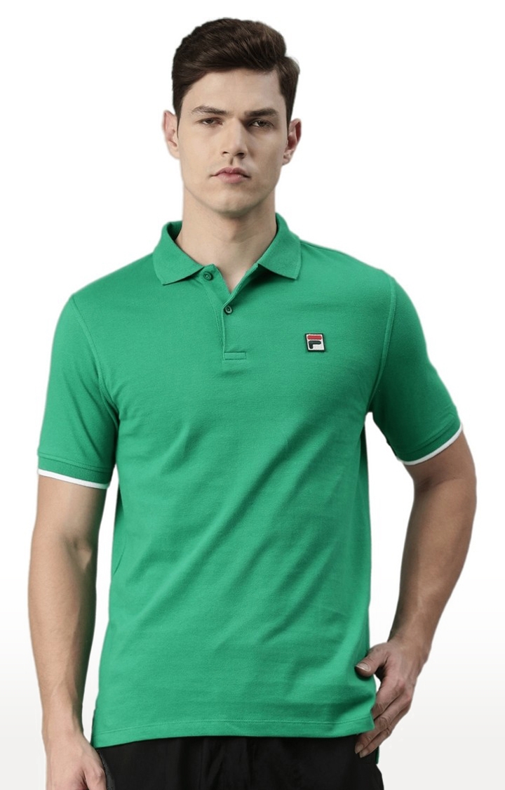 Men's Green Cotton Polos