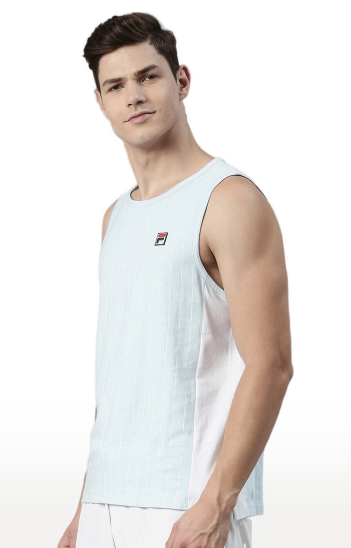 Men s Blue Cotton Tank Top FILA