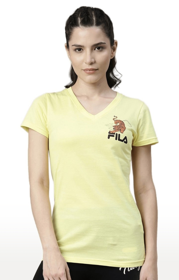 FILA | Women's Yellow Cotton T-Shirts