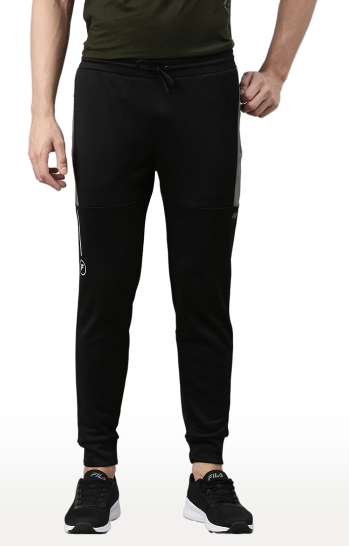Mens black top polyester joggers