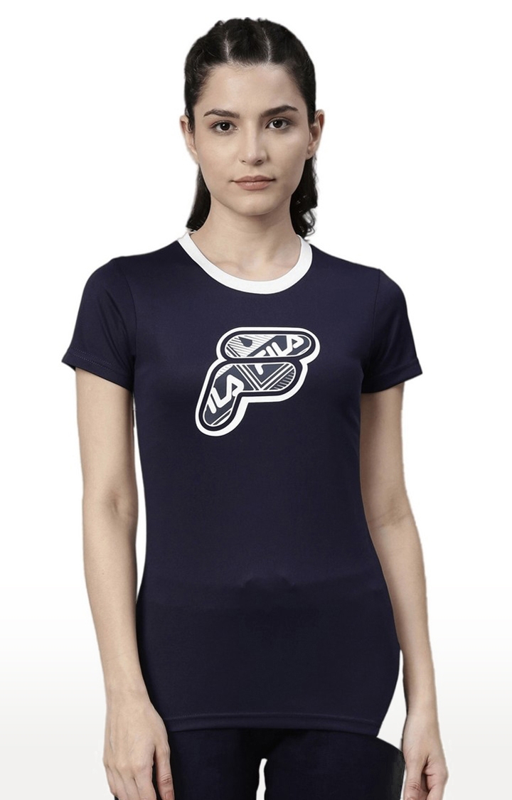 Women's Blue Cotton Regular T-shirt