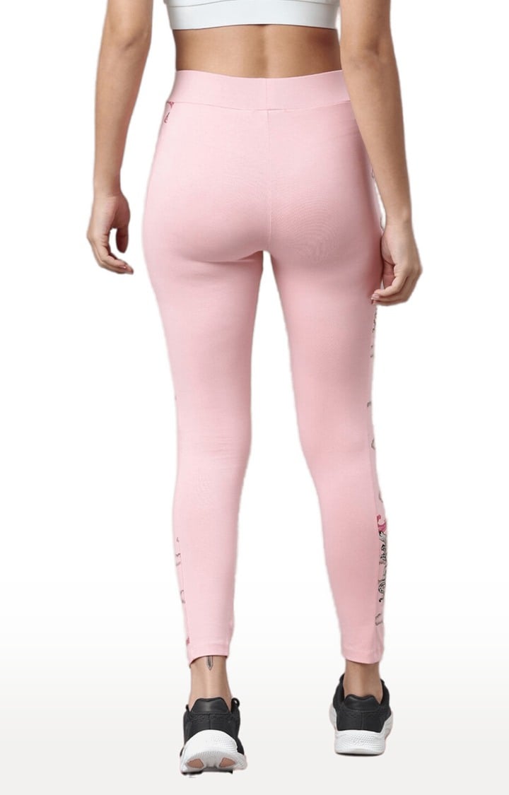 Women s Pink Cotton Activewear Leggings FILA