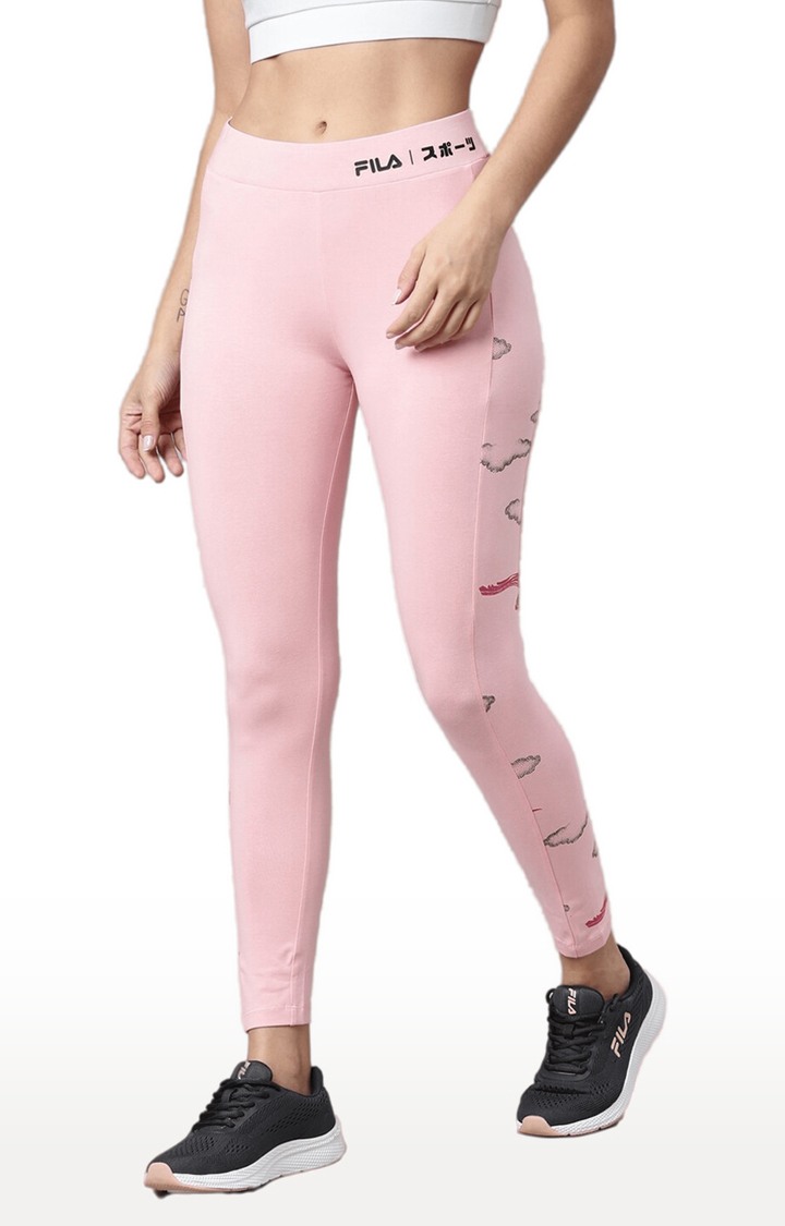 Women s Pink Cotton Activewear Leggings FILA