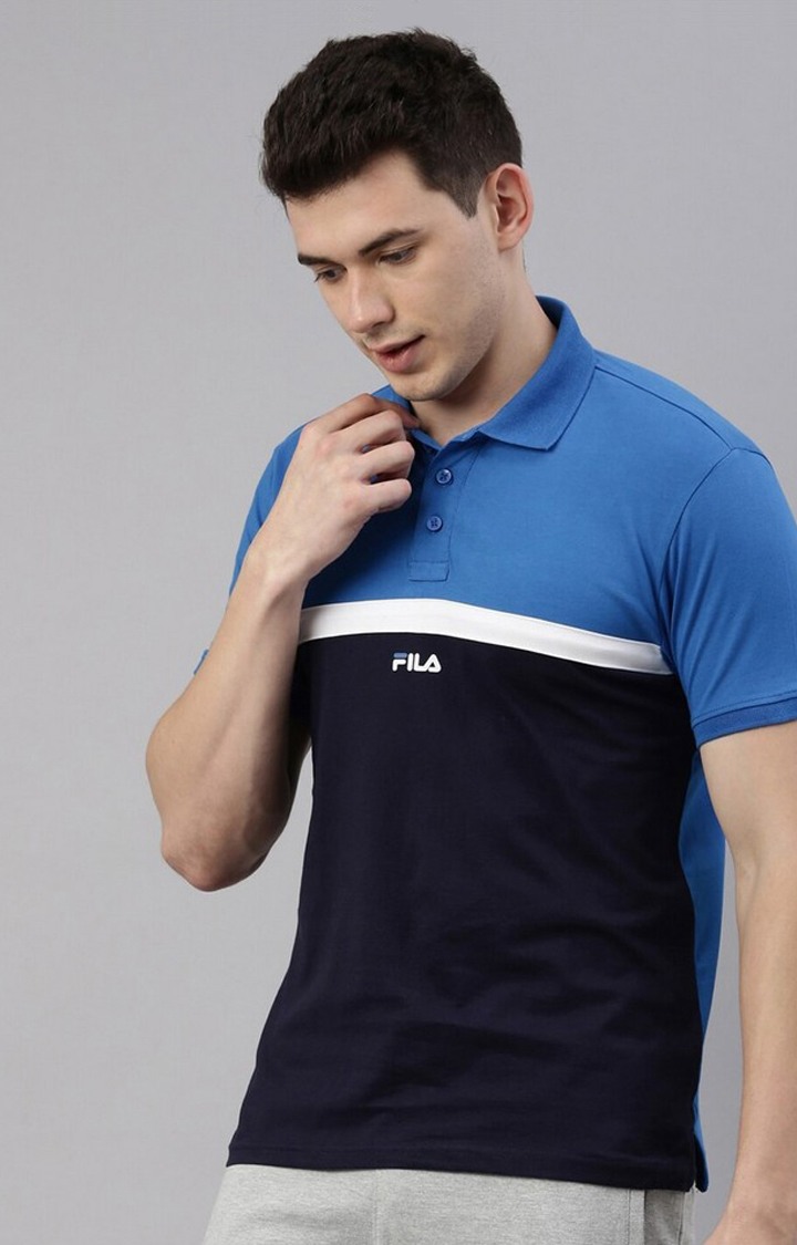 Men s Blue Cotton Polos