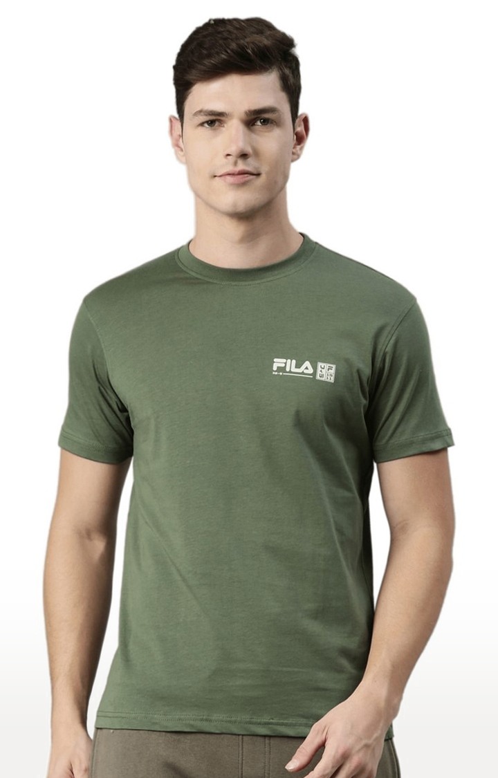 Men s Green Cotton T Shirts FILA