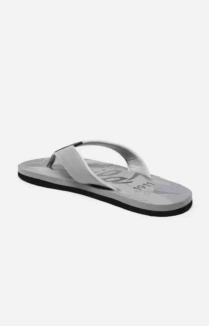 Men's Grey PU Slippers