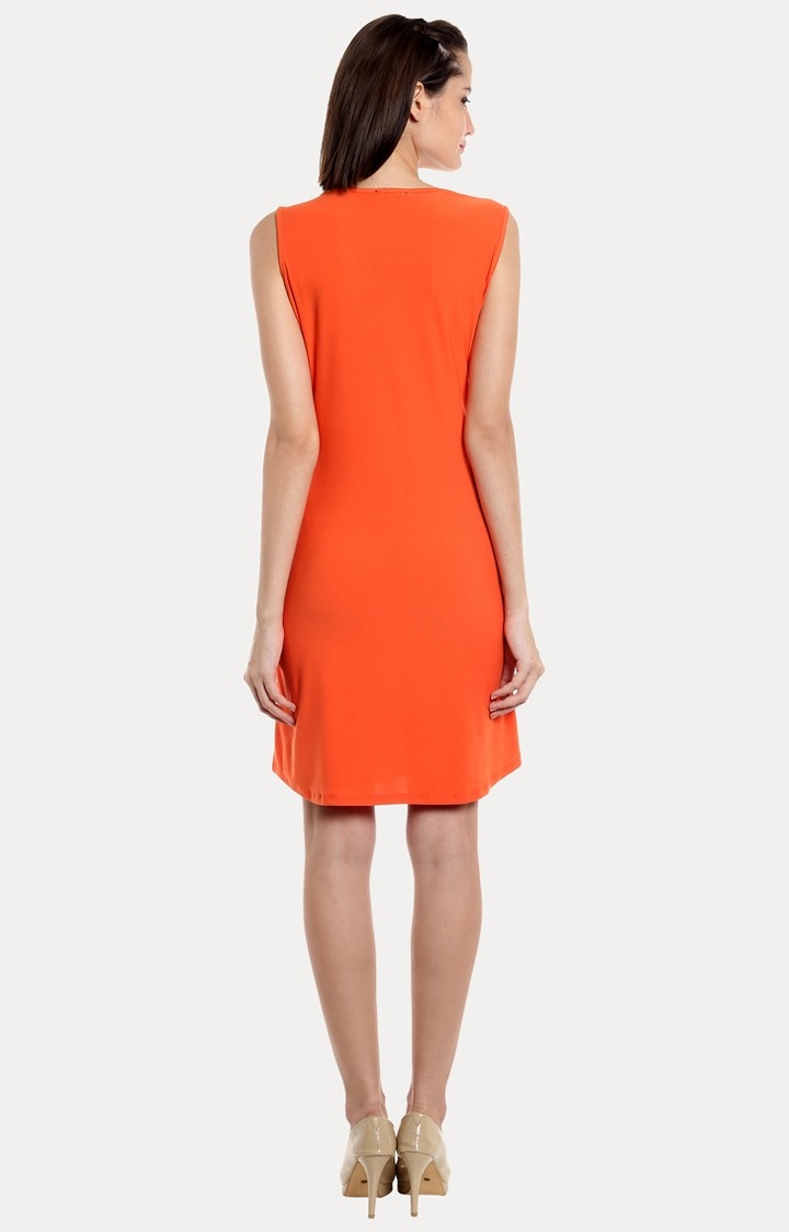 109F | Orange Solid Shift Dress 3