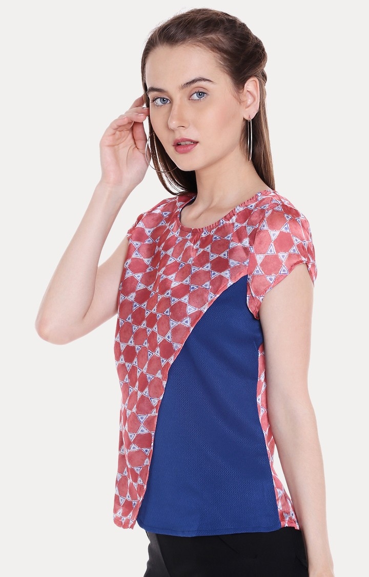 109F | Red and Blue Printed Top 2