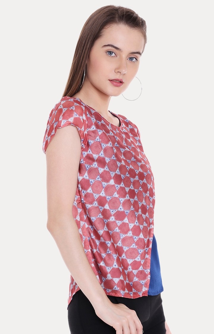 109F | Red and Blue Printed Top 3