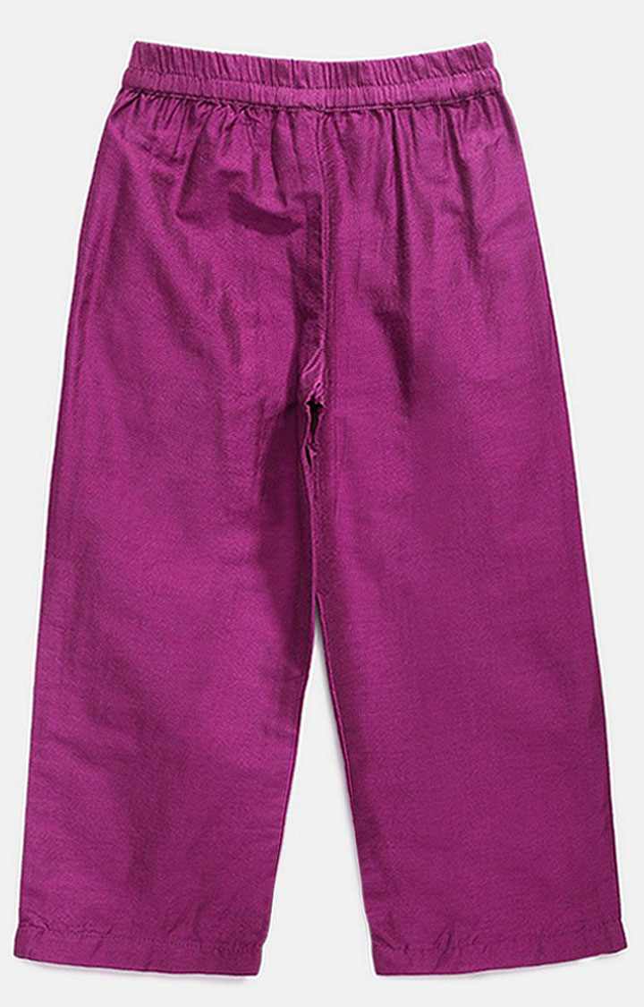 Ethnicity Royal Blue Polyester Cotton Kids Girls Skd