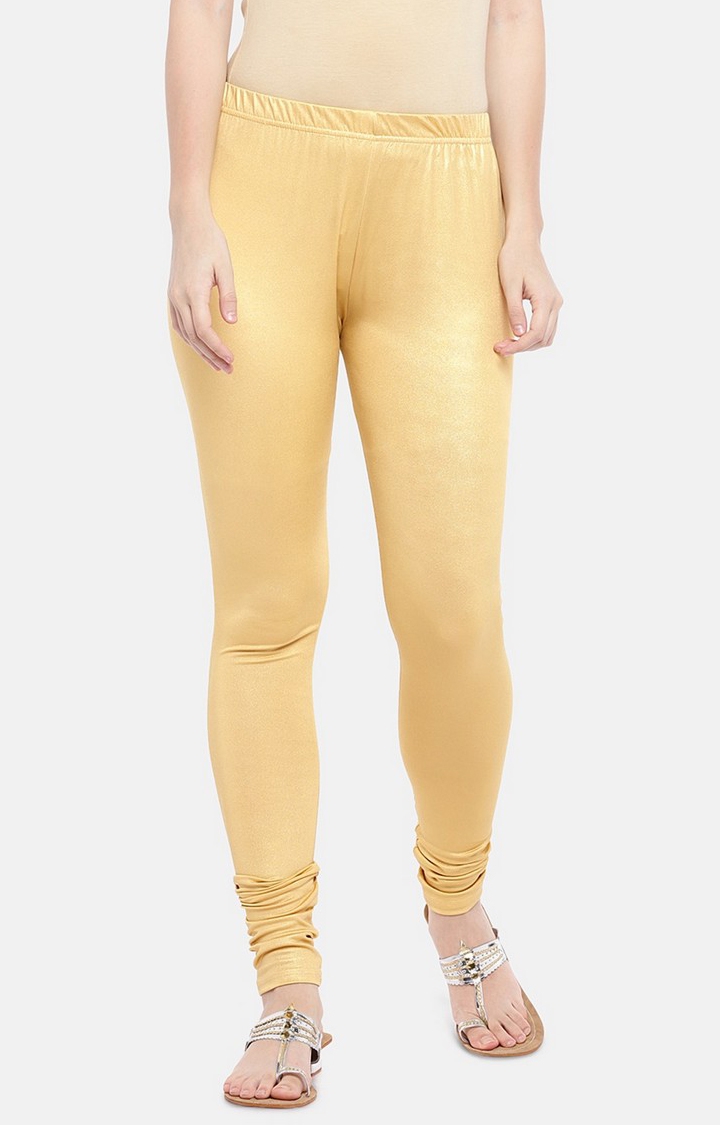 Ethnicity | Ethnicity Womens Gold Three-Fourth Blended Leggings  0