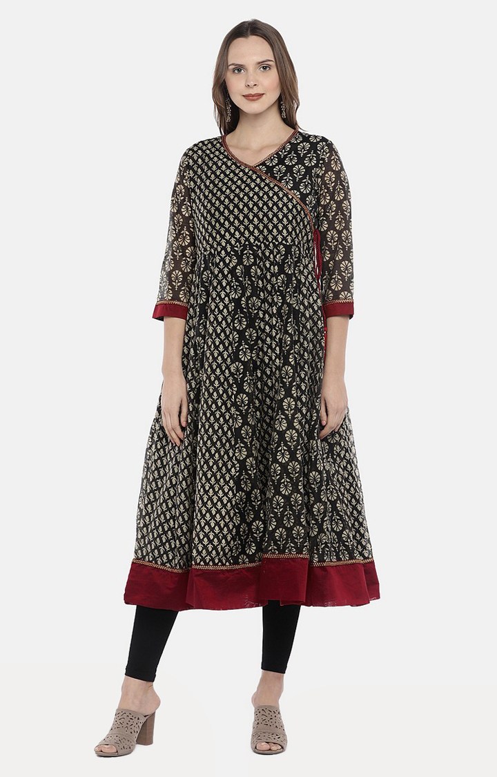 Ethnicity Black Chanderi Women Kurta
