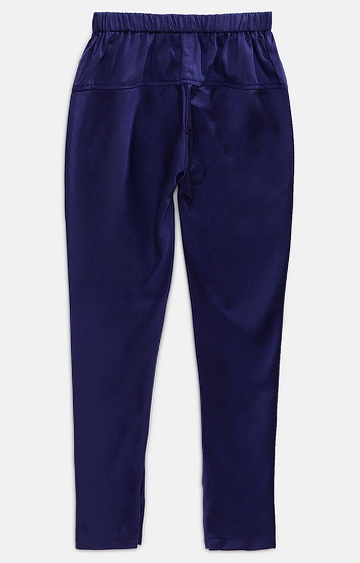 Ethnicity Royal Blue Chanderi Kids Girls Skd